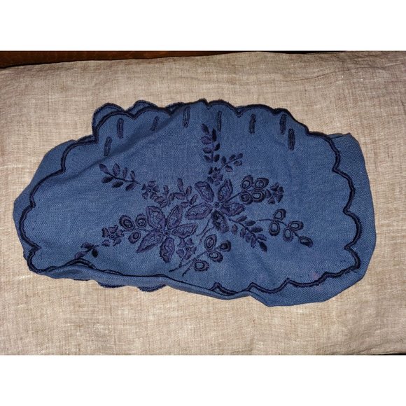 Vintage Boho Cottage Core Linen Floral Handmade Embroidered Top Handle Clutch - Picture 10 of 11